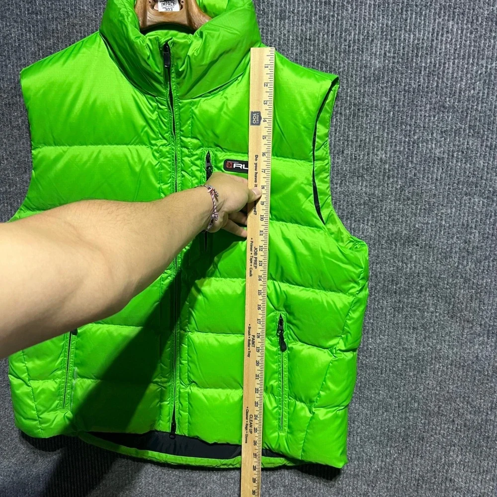 RLX Ralph Lauren Puffer Vest Mens XL Green Down Filled Neon Gorpcore Winter